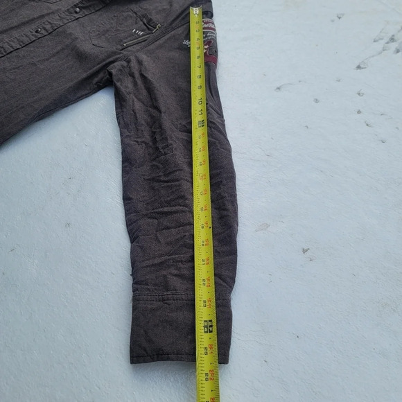 Pelle Pelle Shirt Men's L Large Pearl Snap UP Brown Biker Legend Convertible Slv - Picture 4 of 10